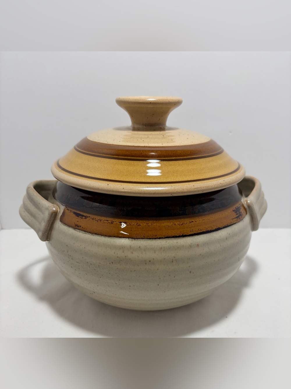 Vtg Lidded Wildlife Stoneware Pot Earth Art Artables by Debra Durrer Signed